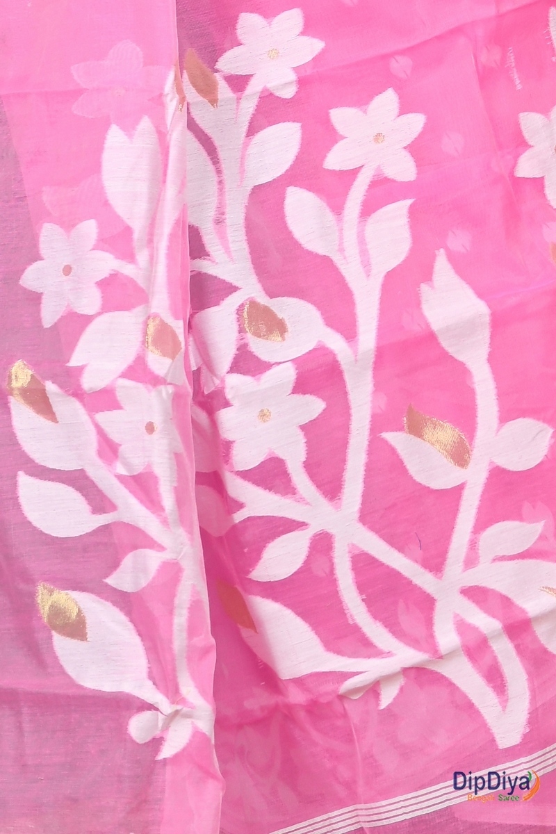 Pink Cotton Blended Parinit Jamdani Saree (340)